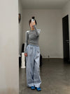 BASERANGE Ribbed Long Sleeve Top T-shirt TTVL Series Collection France BAS-TTVL-RB-SP25-BOW LBUE